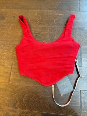 House of CB Red Structured Corset Crop Top